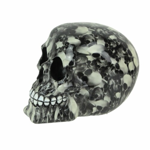 Resin Skulls Print Skull Statue Skeleton Home Decor Gothic Sculpture Figurine Perspective: back