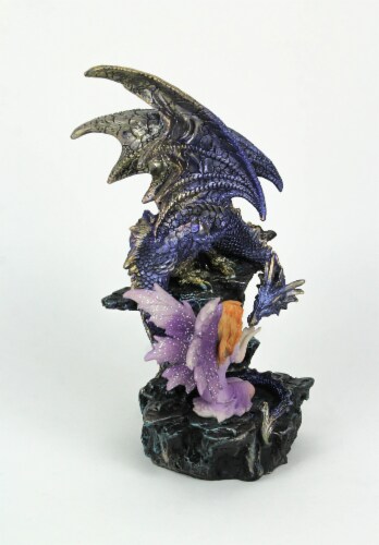 Hand Painted Dragon and Fairy Friend Color Changing LED Lighted Statue Perspective: back