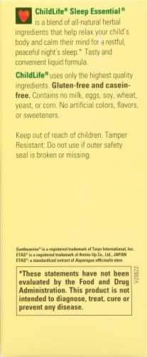 ChildLife Sleep® Essentials Berry Flavored Dietary Supplement Perspective: back