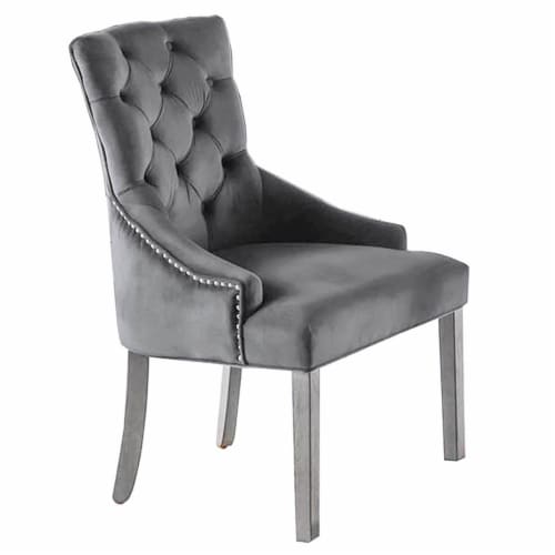 Jameson Velvet Upholstered Dining Chairs in Gray (Set of 2) Perspective: back