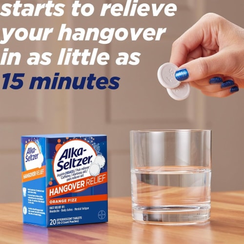 Alka-Seltzer Hangover Relief Tablets 60 Count (3 Boxes, 20 Tablets Each) Perspective: back