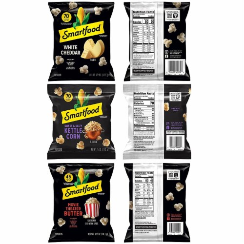 Smartfood Popcorn, Variety Pack - 0.5 oz (18 Pack) Perspective: back
