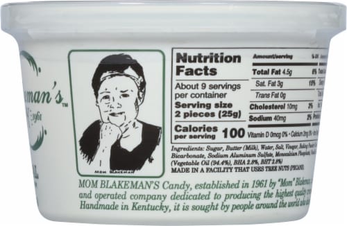 Mom Blakeman's Original Creamed Pull Candy Perspective: back