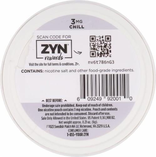 Zyn® Chill 3mg Nicotine Pouches Perspective: back