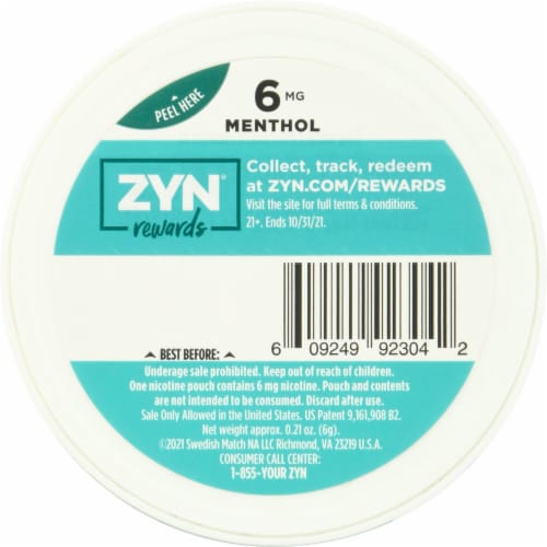 ZYN® Menthol Nicotine Pouches 6mg Perspective: back