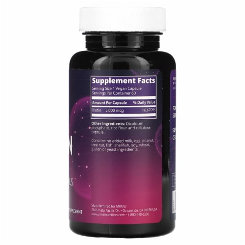 MRM Biotin Vegetarian Capsules 5 mg Perspective: back
