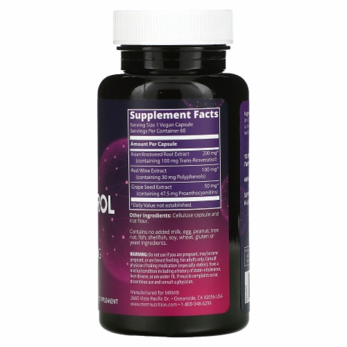 MRM Nutrition Resveratrol - 60 Vegan Capsules Perspective: back