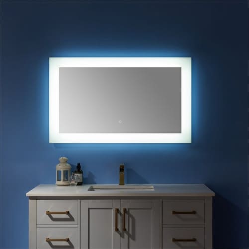 Vinnova Callista 40 LED Lit Accent Bathroom Vanity Wall Mirror in Silver Perspective: back