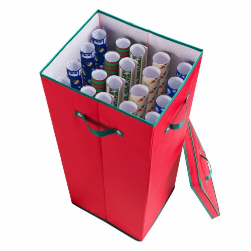 Wrapping Paper Storage Box with Lid Holds 20 Rolls 30 Inches Tall Organizer Perspective: back