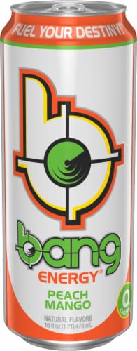 Bang Energy Peach Mango Energy Drink Can Perspective: back