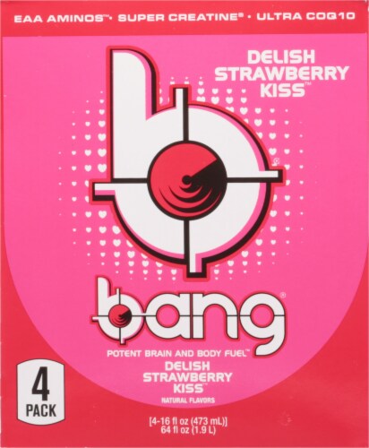 Bang® Delish Strawberry Kiss™ Energy Drink Multipack Cans Perspective: back