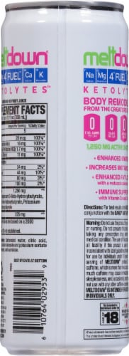 Meltdown® Wyldin' Watermelon™ Dietary Supplement Energy Drink Perspective: back