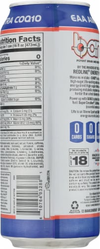 Bang® Nectarine Blueberry Energy Drink Can Perspective: back