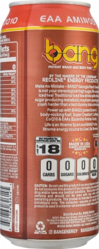 Bang Georgia Peach Sweet Tea Energy Drink Can Perspective: back
