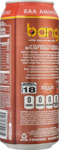 Bang Georgia Peach Sweet Tea Energy Drink Can Perspective: back