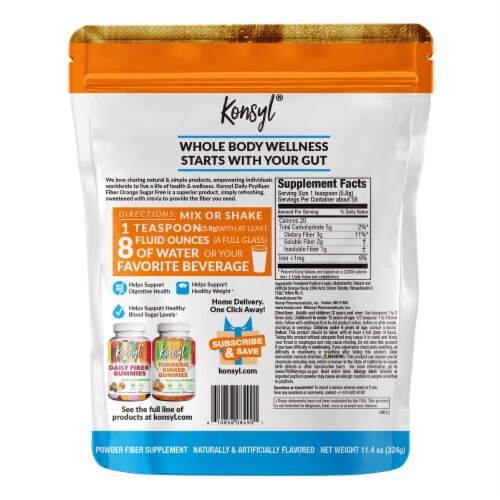 Konsyl® Orange Flavor Daily Psyllium Powder Fiber Supplement Perspective: back