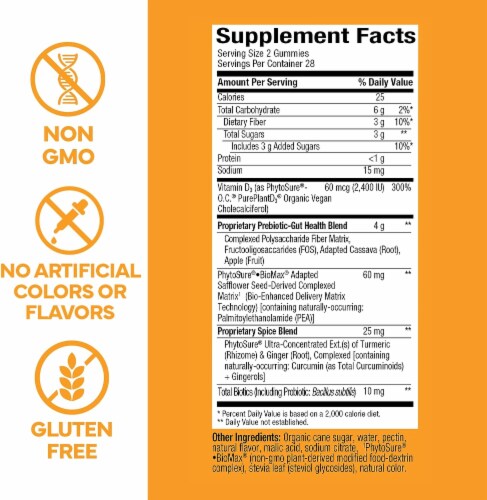Konsyl® Gut Health Tumeric Ginger Fiber Supplement Gummies Perspective: back