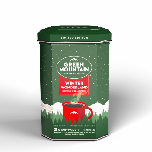Green Mountain Coffee Winter Wonder Single Serve Coffee K-Cup Pods Tin Gift Set Perspective: back