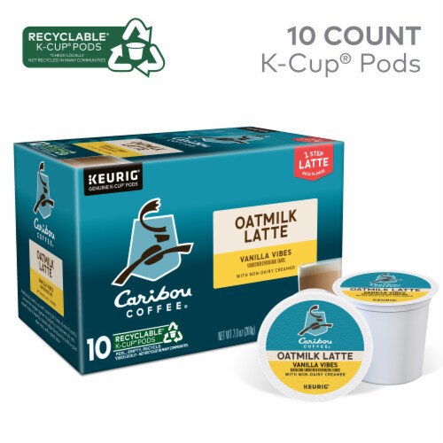 Caribou Coffee One Step Vanilla Vibes Oatmilk Latte Medium Roast K-Cup Coffee Pods Perspective: back