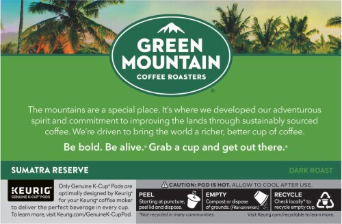 Green Mountain Coffee Roasters® Sumatra Reserve Dark Roast K-Cup® Coffee Pods Perspective: back