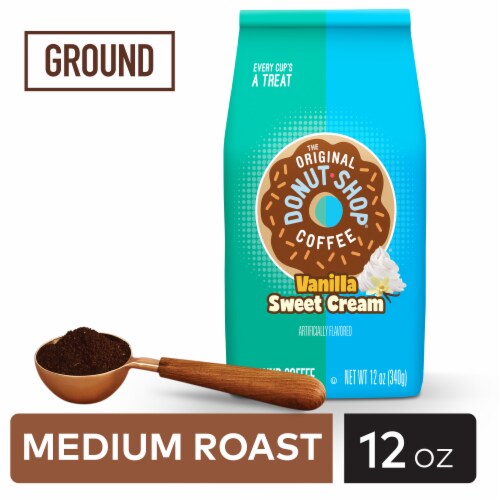 The Original Donut Shop Coffee Vanilla Sweet Cream Medium Roast Flavored Ground Coffee Bag Perspective: back