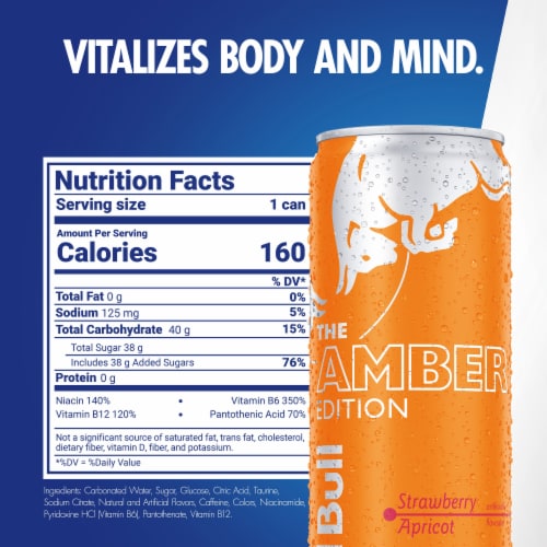 Red Bull Amber Edition Strawberry Apricot Energy Drink Perspective: back
