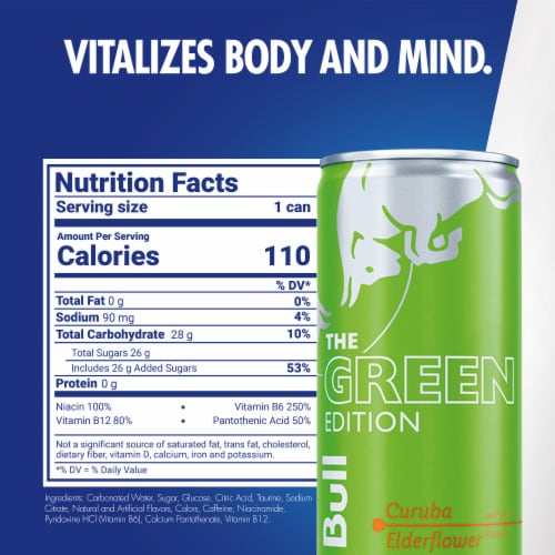 Red Bull Green Edition Curuba Elderflower Energy Drink Perspective: back