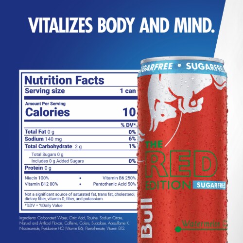 Red Bull Red Edition Sugar Free Watermelon Energy Drink Perspective: back