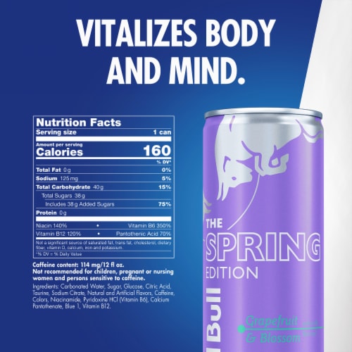 Red Bull Spring Edition Energy Drink Grapefruit Can Perspective: back