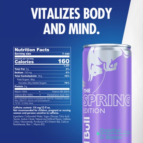 Red Bull Spring Edition Energy Drink Grapefruit Can Perspective: back