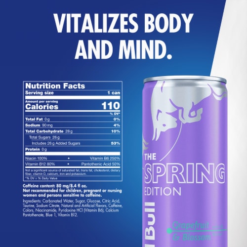 Red Bull Spring Edition Energy Drink Grapefruit Can Perspective: back