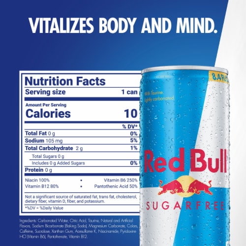 Red Bull Sugar Free Energy Drink Perspective: back