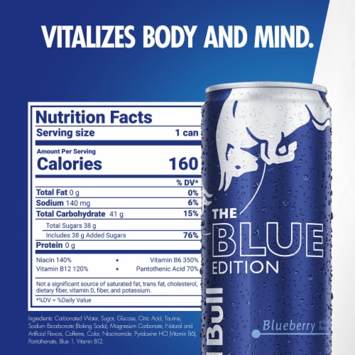 Red Bull Blue Edition Blueberry Energy Drink Perspective: back