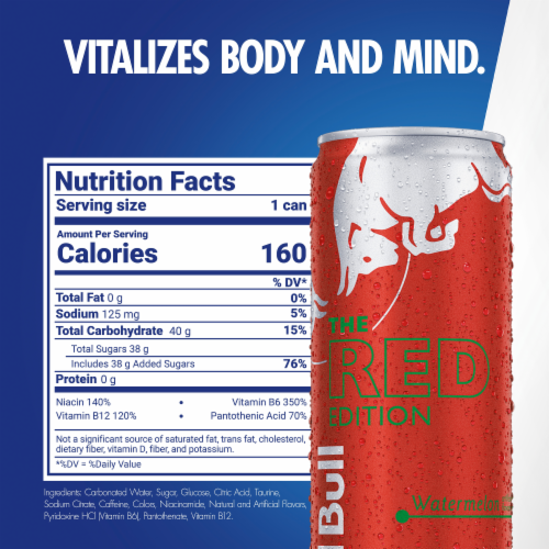 Red Bull Red Edition Watermelon Energy Drink Perspective: back