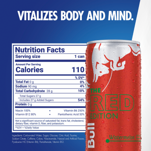 Red Bull® Red Edition Watermelon Energy Drink Multipack Cans Perspective: back