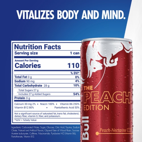 Red Bull Peach Edition Energy Drink Perspective: back