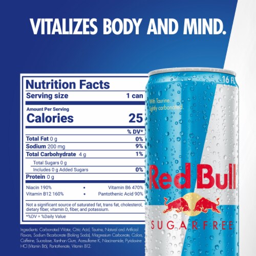 Red Bull Sugar Free Energy Drink Can Perspective: back