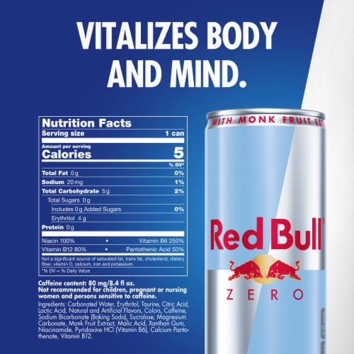 Red Bull Zero Energy Drink Can Perspective: back