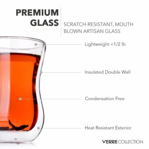 Original Double Wall Turkish Tea Glass Cups, 4.25 Ounce, Set of 2 - Insulated Thermo Glass Perspective: back