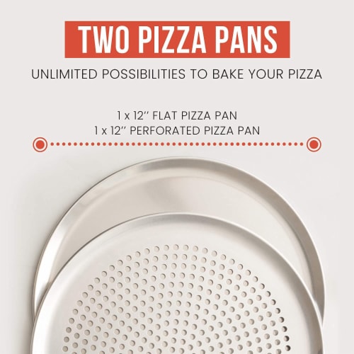 Two-Pack: 12 '' Perforated 12 '' Non-Stick Pizza Tray, 2 Piece Set, Baking Perspective: back