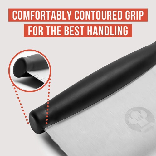 Chef Pomodoro Multi-Purpose 6" Bench Scraper, Pizza Dough Scraper, Stainless Steel Chopper Perspective: back