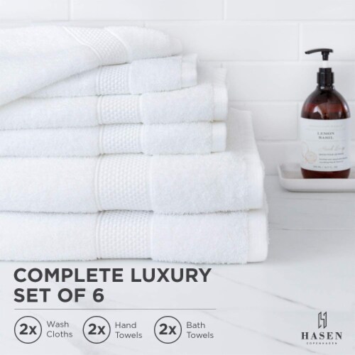 Hasen Hotel Luxury Bath Towel 6-Pack Set | 100% Pure Cotton, Spa Quality Absorbent Perspective: back