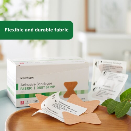 McKesson Adhesive Bandages, Fabric, Fingertip and Digits - Sterile, Small, 1.7 in x 2 in Perspective: back