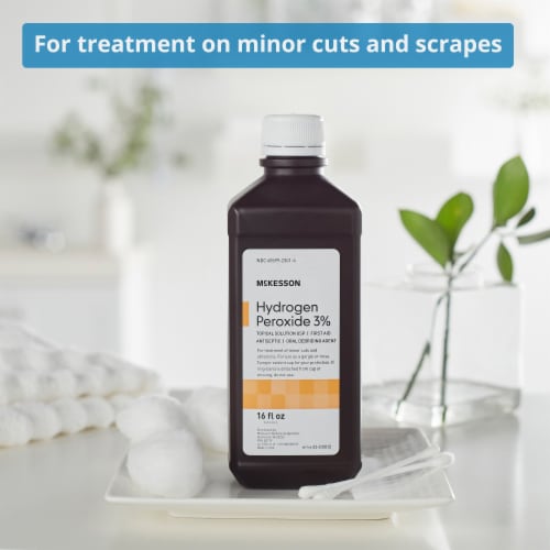 McKesson Antiseptic Hydrogen Peroxide 16 oz. Bottle Topical Liquid 3% Strength Perspective: back