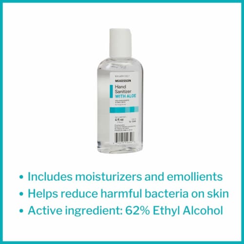 McKesson Ethyl Alcohol Fresh Scent Hand Sanitizer with Aloe 4 oz. Bottle 24 Ct Perspective: back
