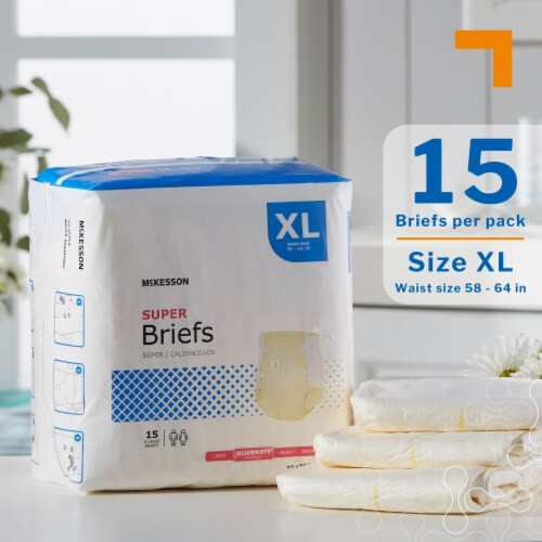 McKesson Adult Incontinence Brief XL Moderate Absorbency BR30645, Moderate, 15 Ct Perspective: back