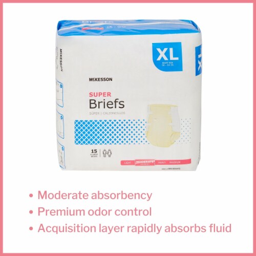 McKesson Adult Incontinence Brief XL Moderate Absorbency BR30645, Moderate, 60 Ct Perspective: back