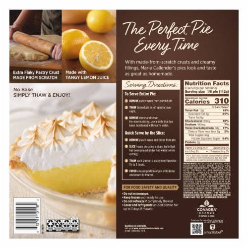 Marie Callender's Lemon Meringue Pie Frozen Dessert Perspective: back