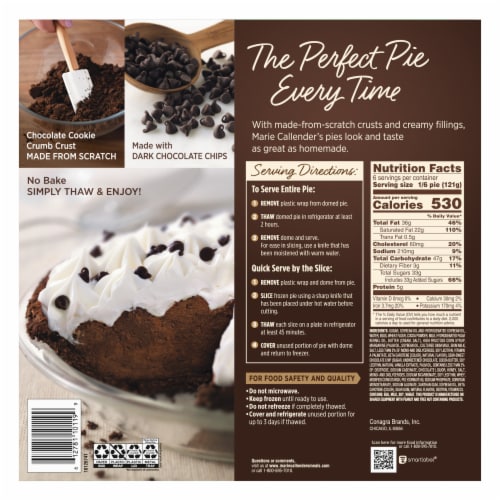 Marie Callender's Chocolate Satin Pie Frozen Dessert Perspective: back