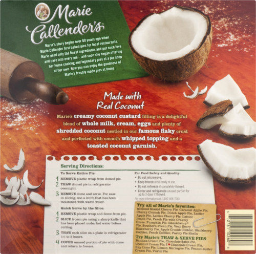 Marie Callender's® Coconut Cream Pie Perspective: back
